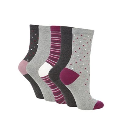 Pack of three assorted patterned socks